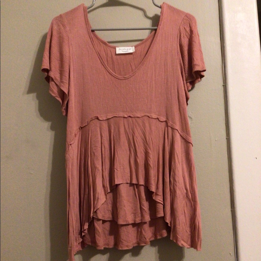 Scoop Neck High-Low Blouse